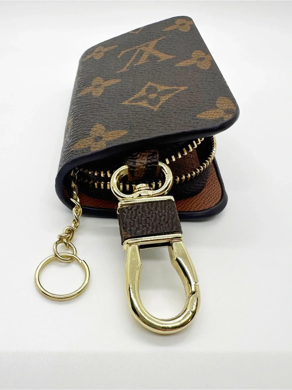 Louis Vuitton Monogram Brown and Gold Clip Key Holder Case
